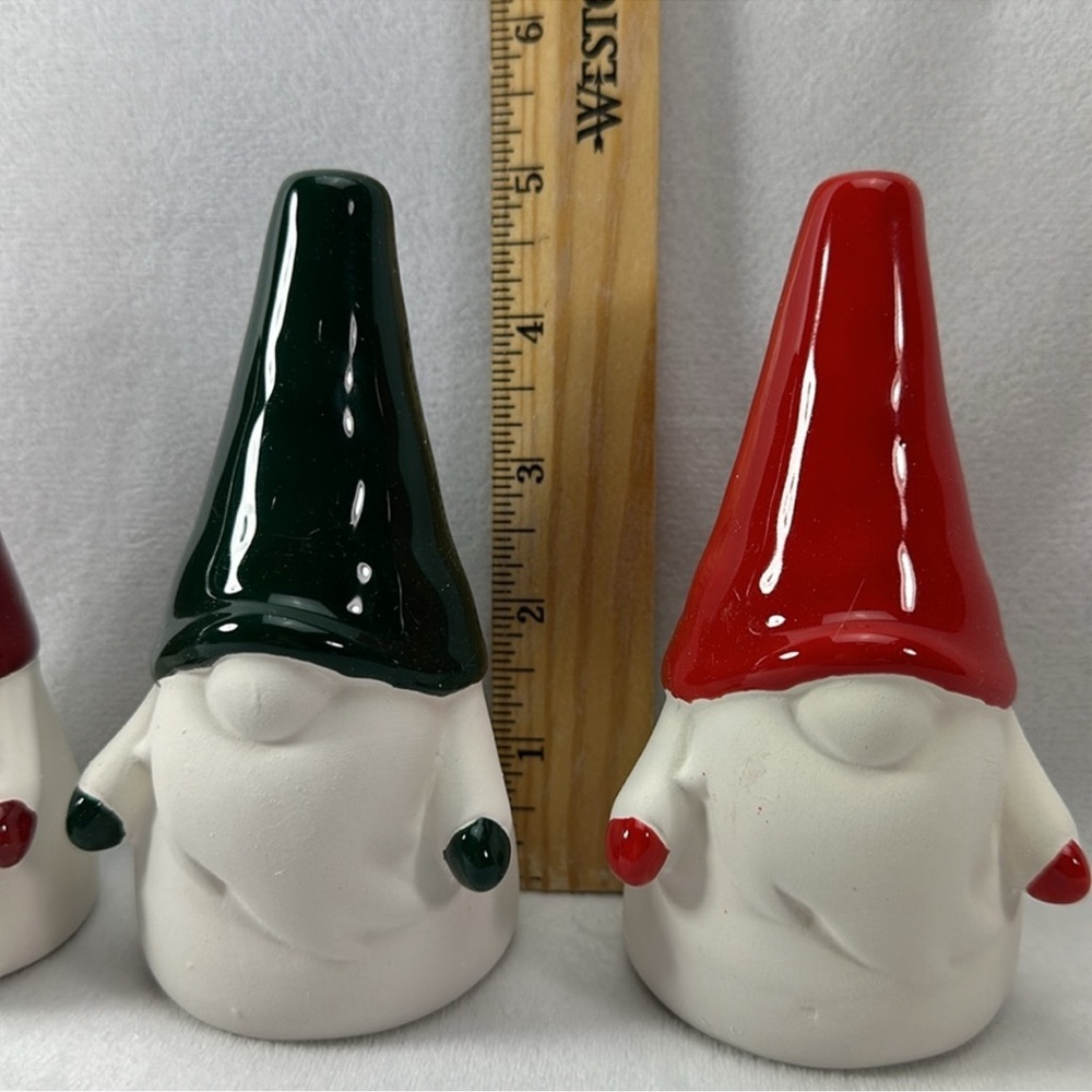 Holiday Ceramic Gnomes 3ct Red/Green Christmas - Picture 3 of 5
